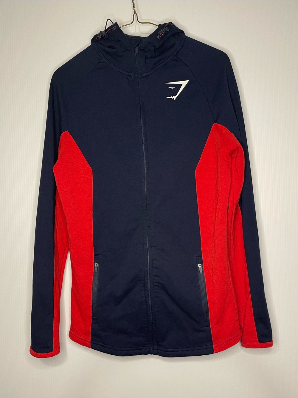 Gymshark men Navy and Red Full-Zip Hooded Jacket